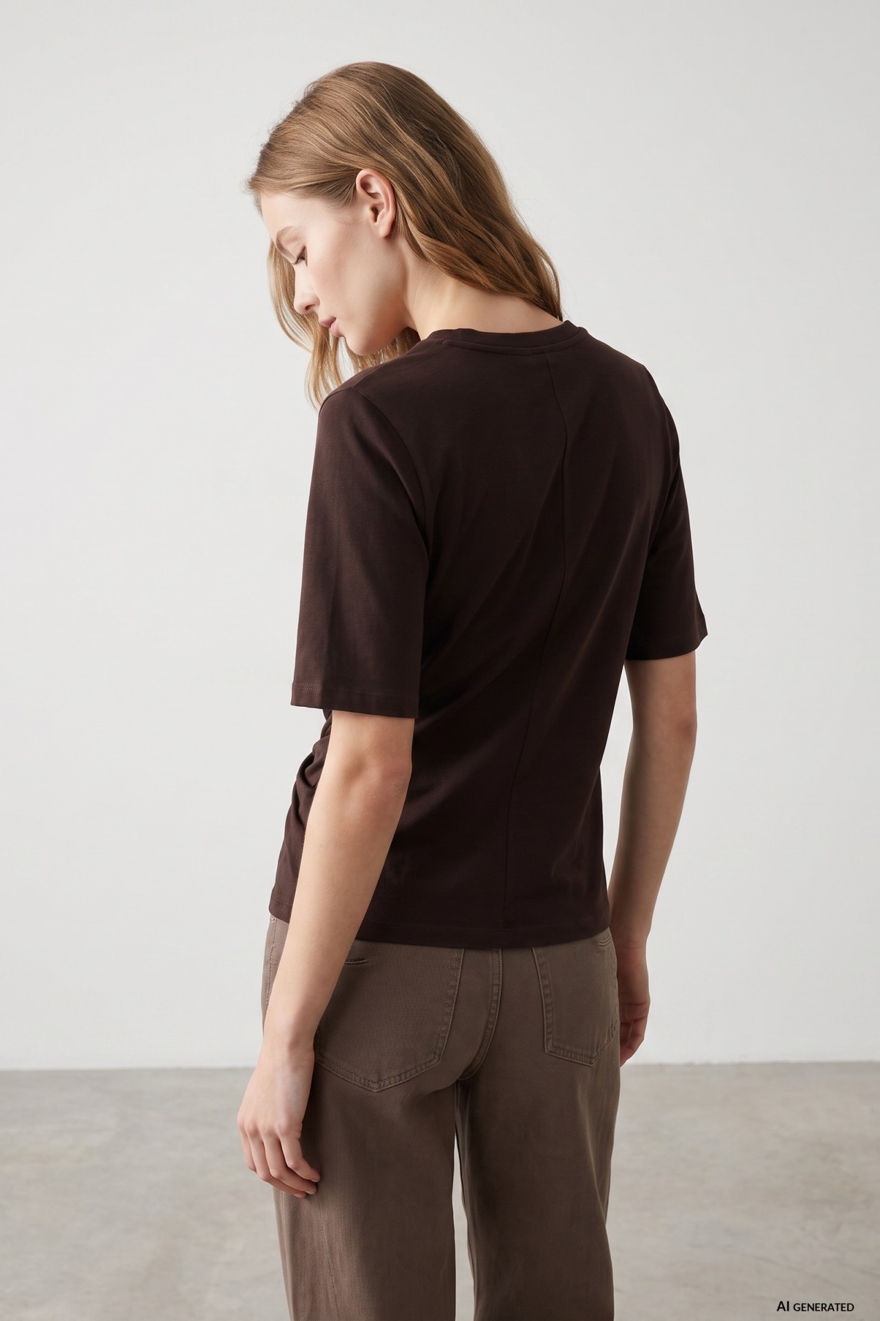 Camiseta marr�n slim nudo