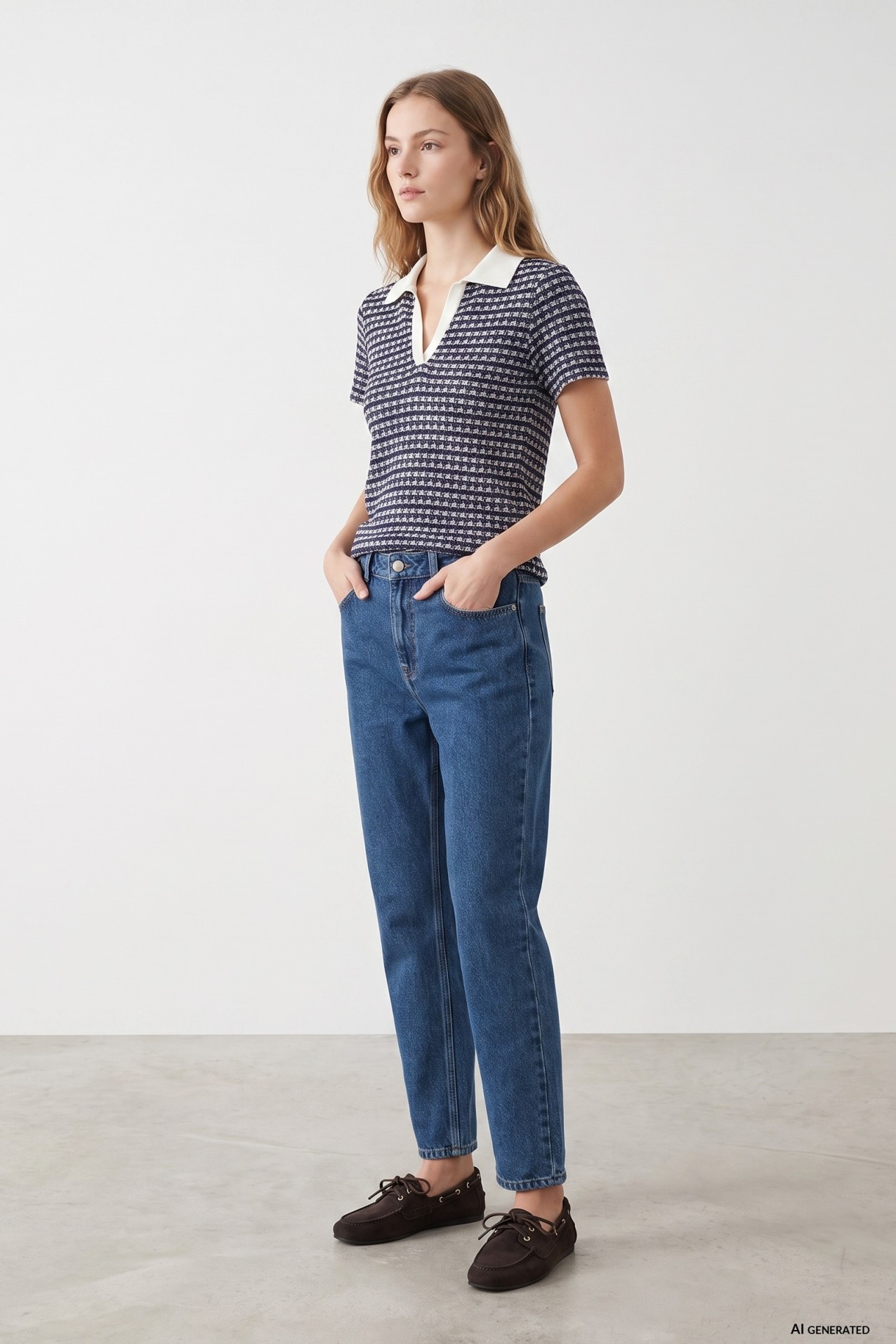 Blue Patterned Polo Tee