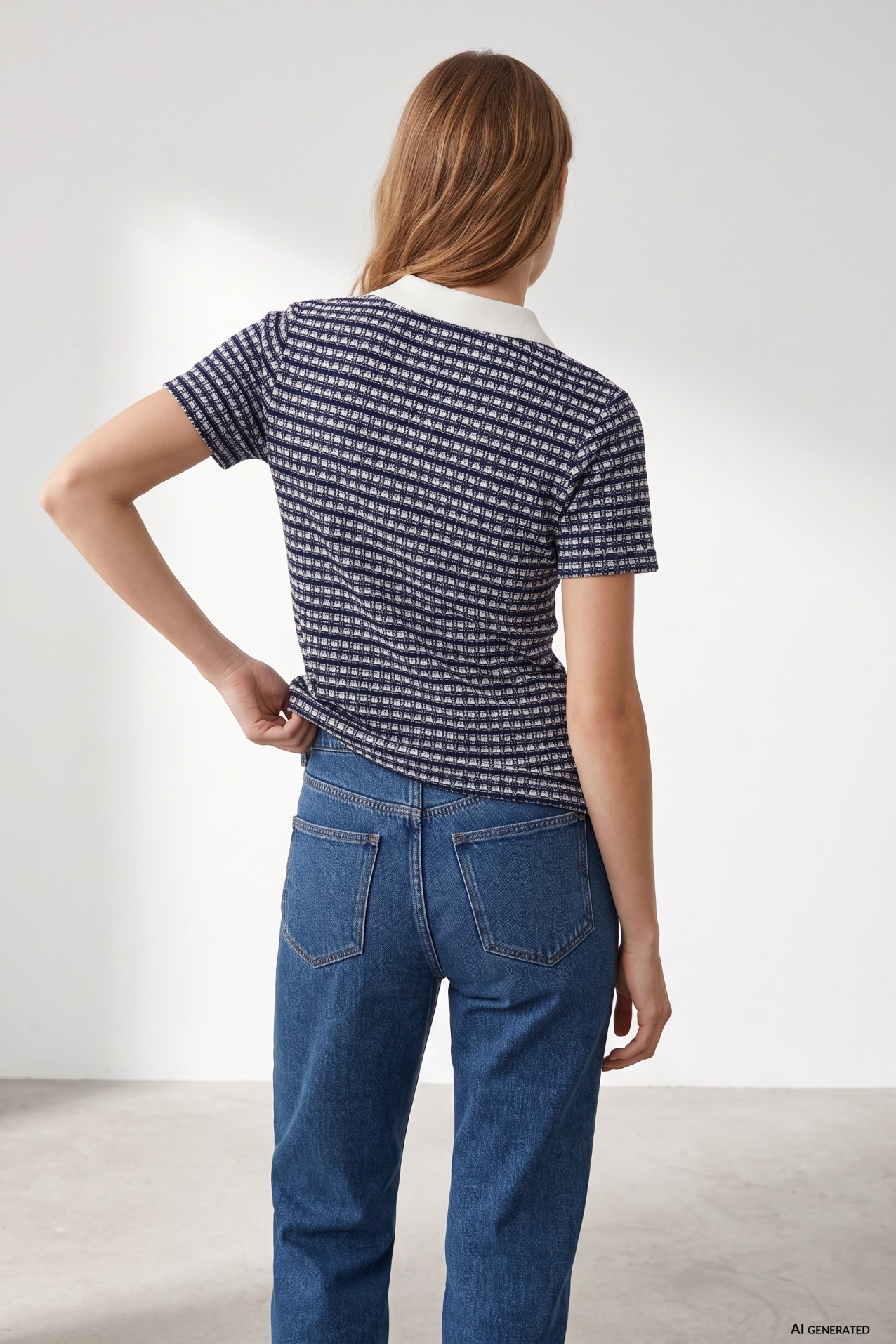 Blue Patterned Polo Tee