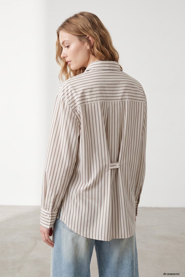 Camisa beige relaxed rayas Camisa beige relaxed rayas