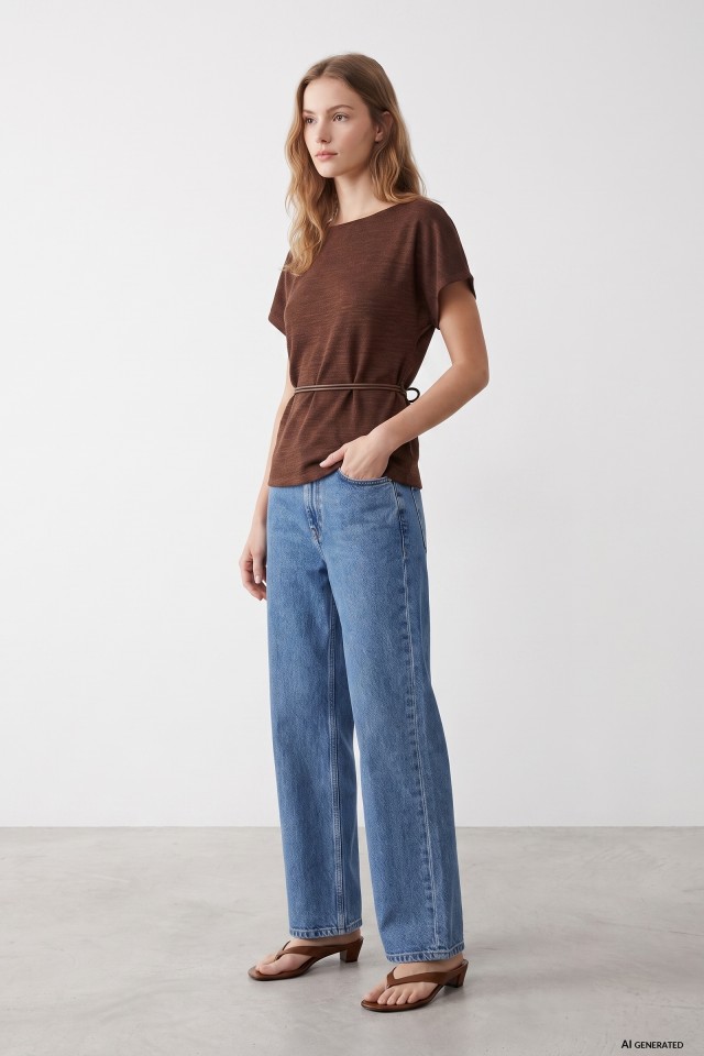 T-shirt castanha regular fit T-shirt castanha regular fit