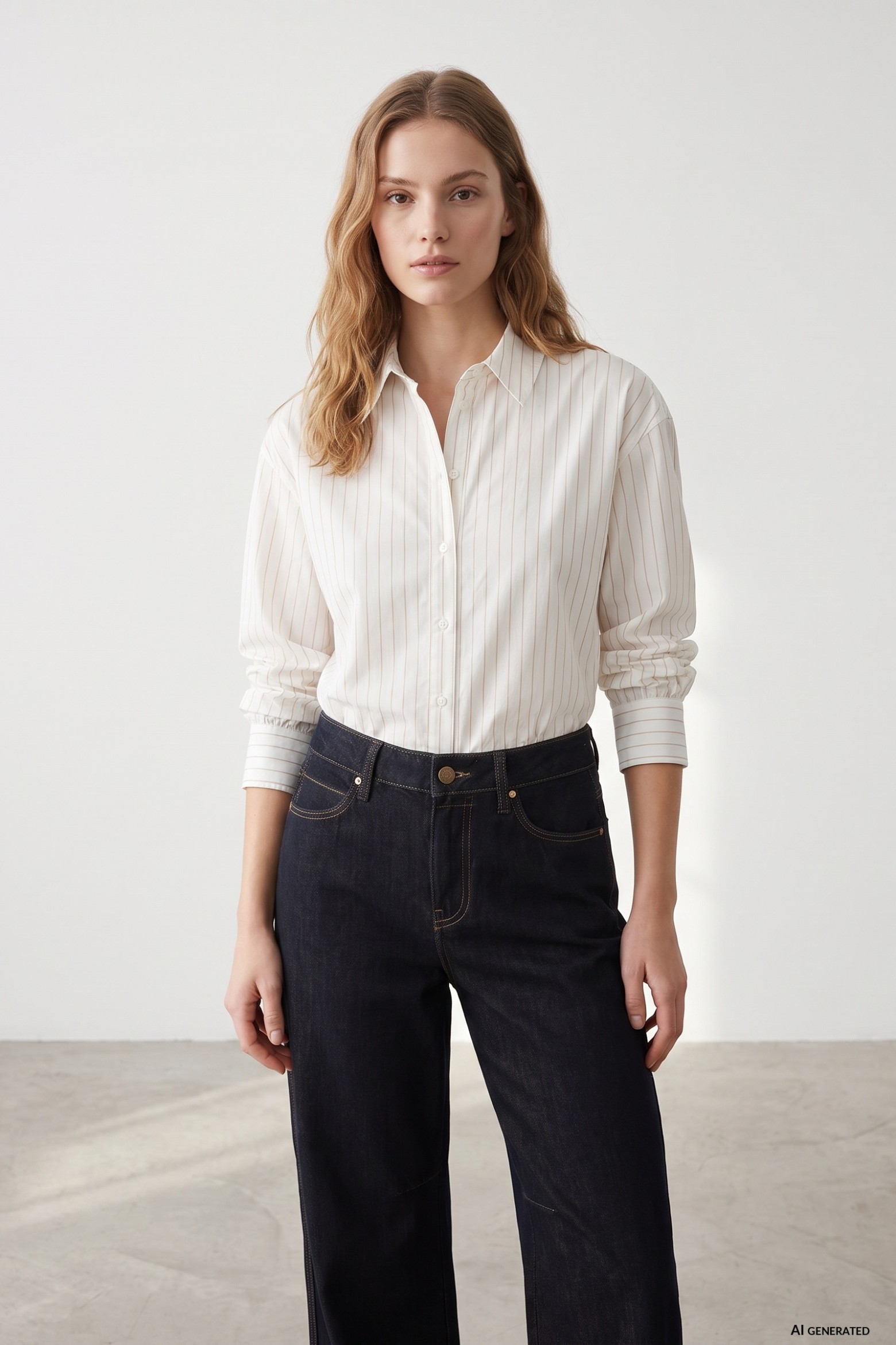 White Relaxed Stripe Shirt