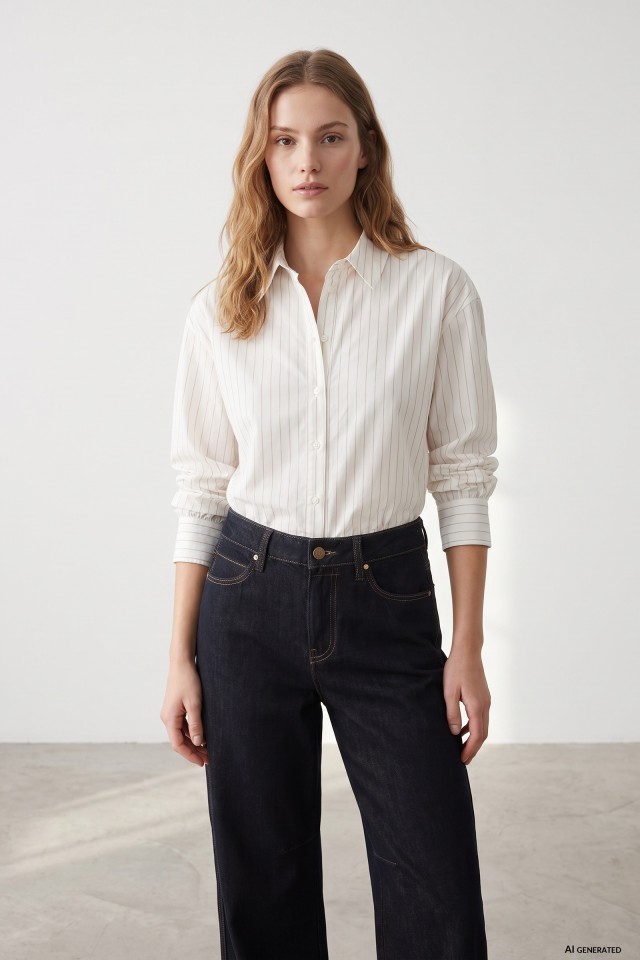 White Relaxed Stripe Shirt