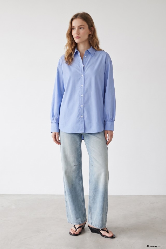 Camisa relaxed azul claro Camisa relaxed azul claro