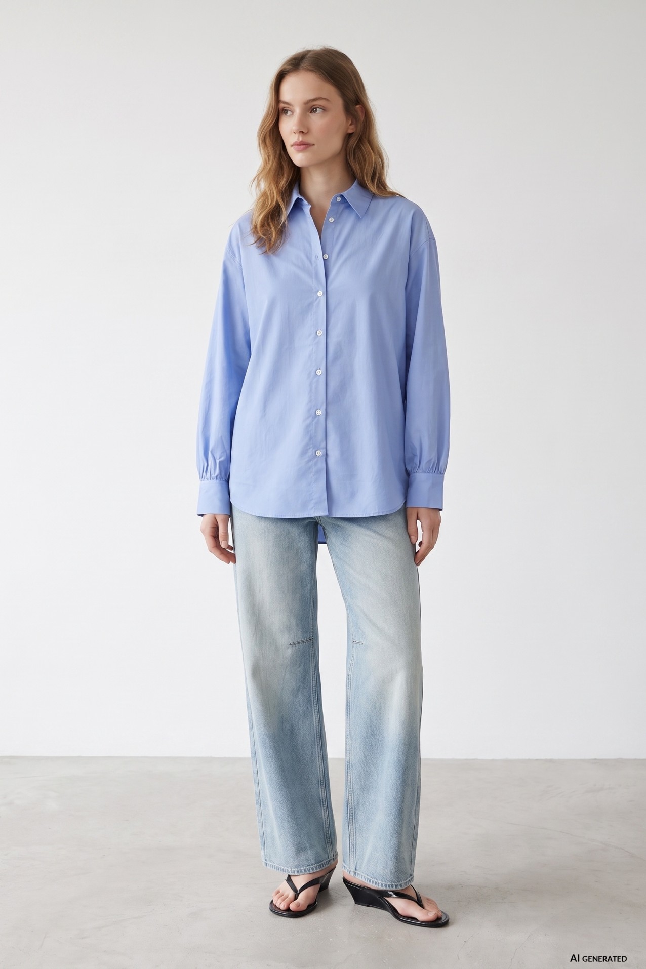 Relaxed Blue Long Sleeve Shirt