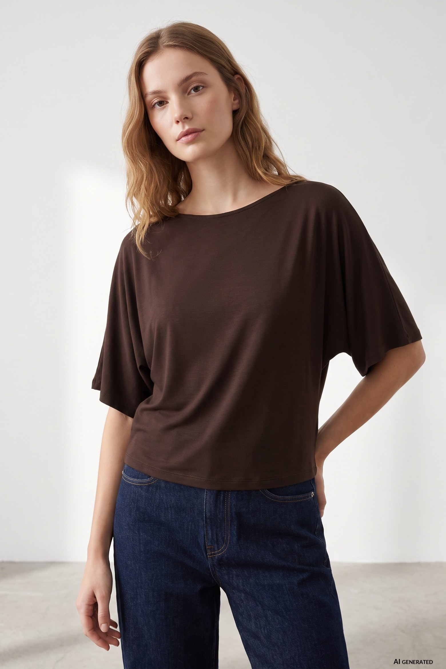 Camiseta oversize marrón fluida