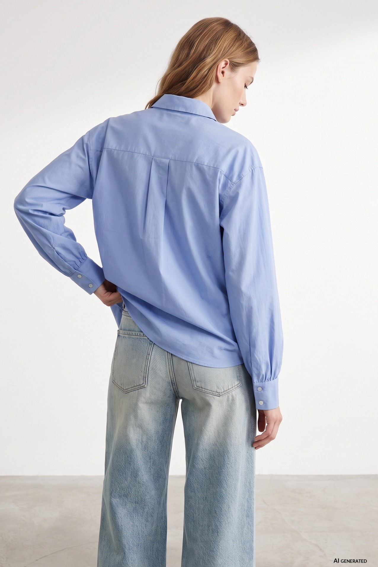 Relaxed Blue Long Sleeve Shirt