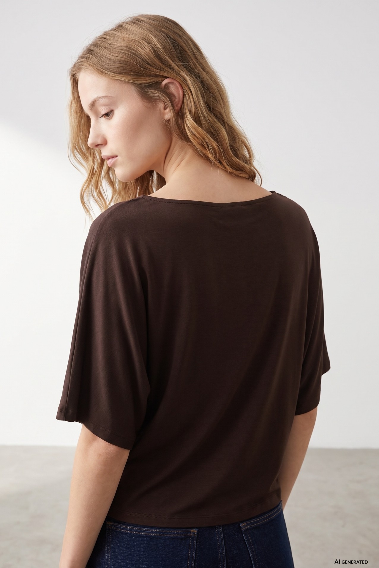 Camiseta oversize marr�n fluida