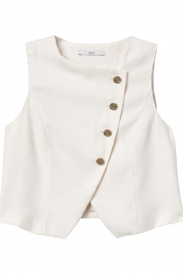 Beige Asymmetric Button Top Beige Asymmetric Button Top