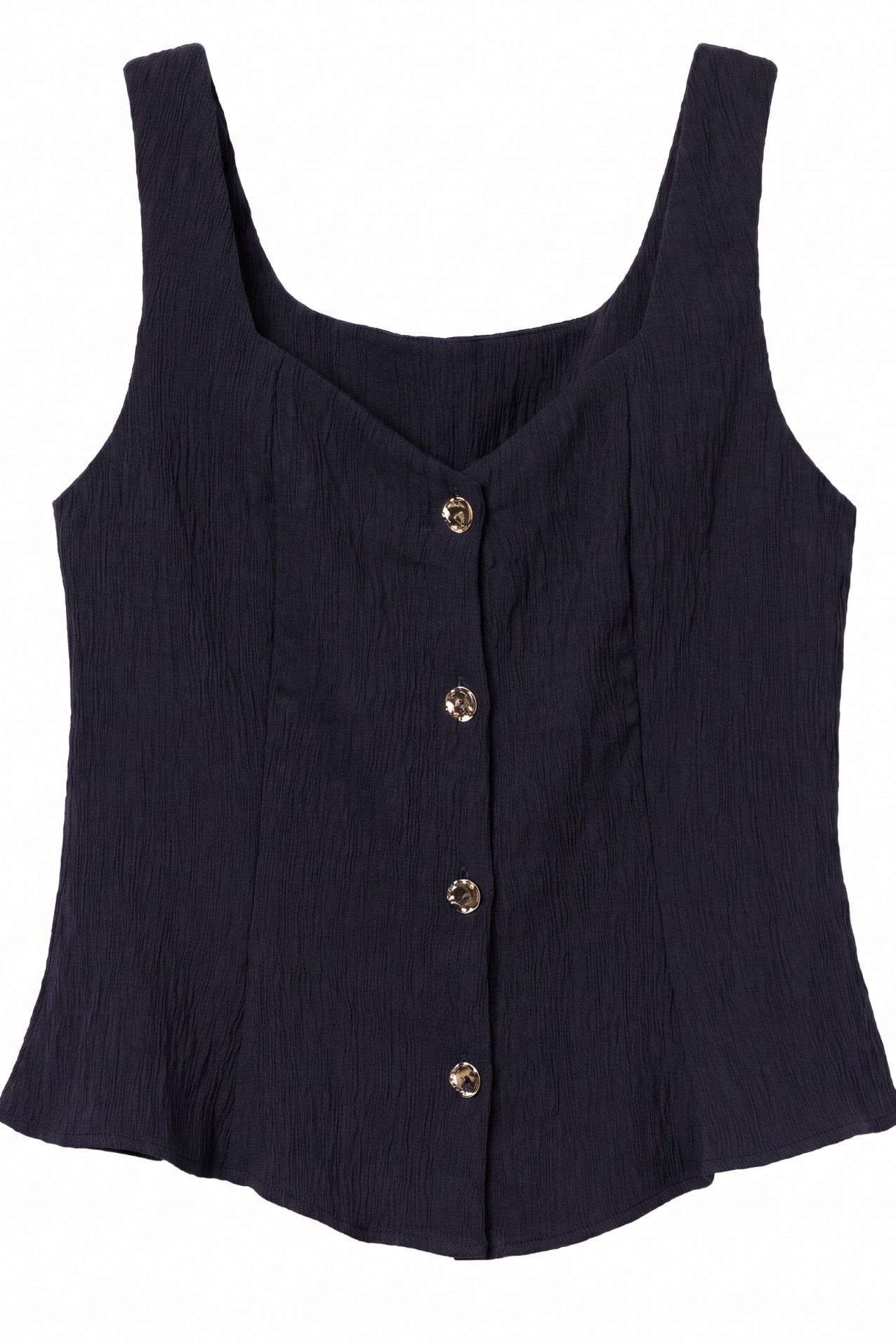 Blue Buttoned Textured Top