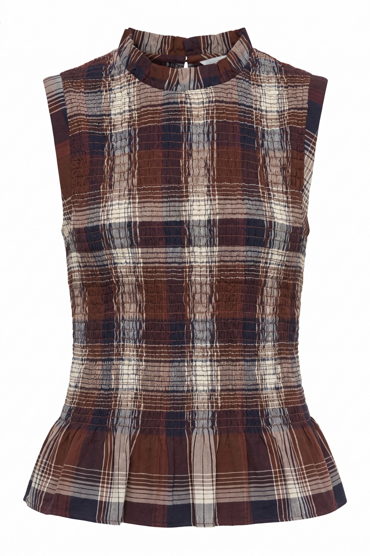Slim Checked Peplum Top