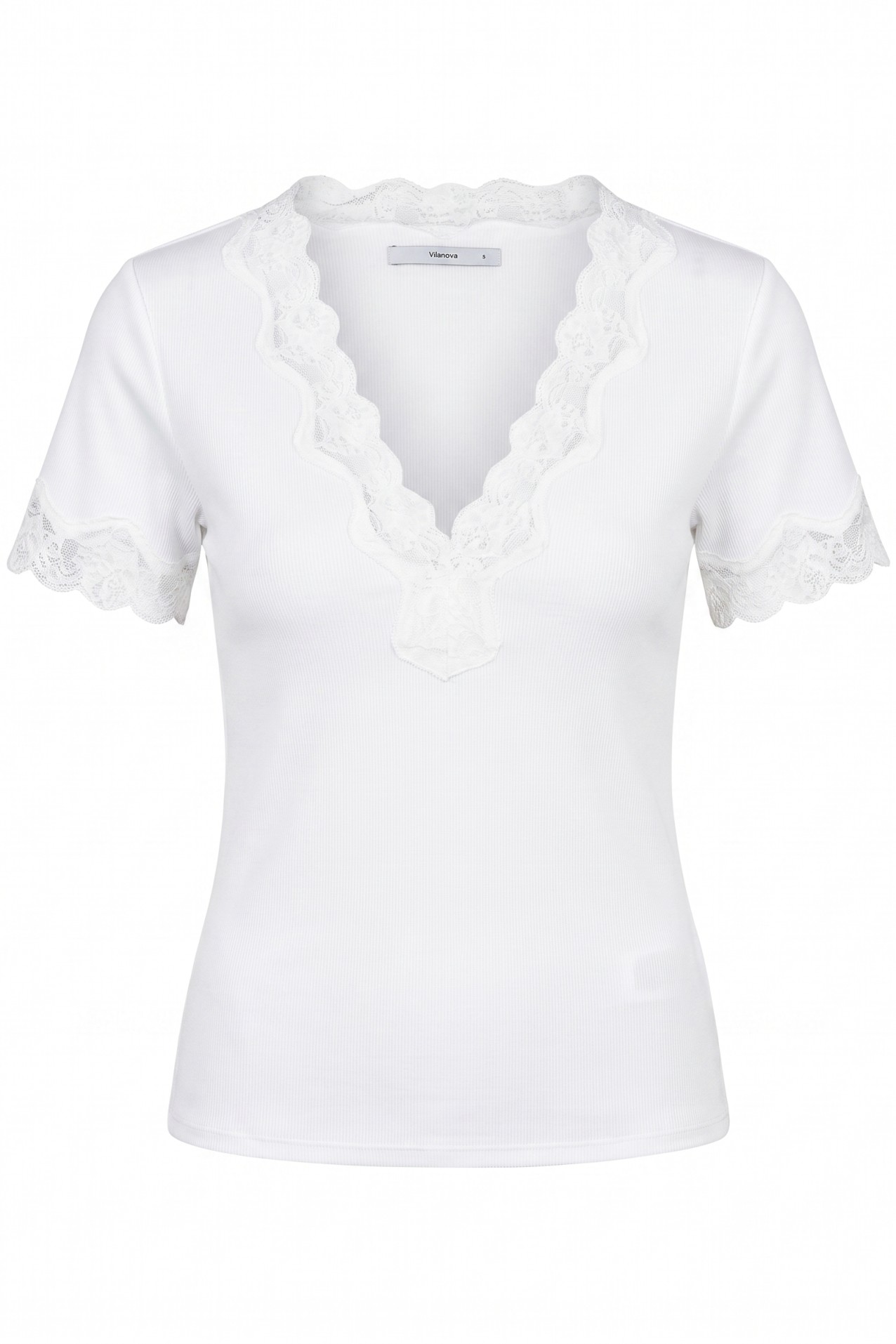 Camiseta ajustada blanca encaje