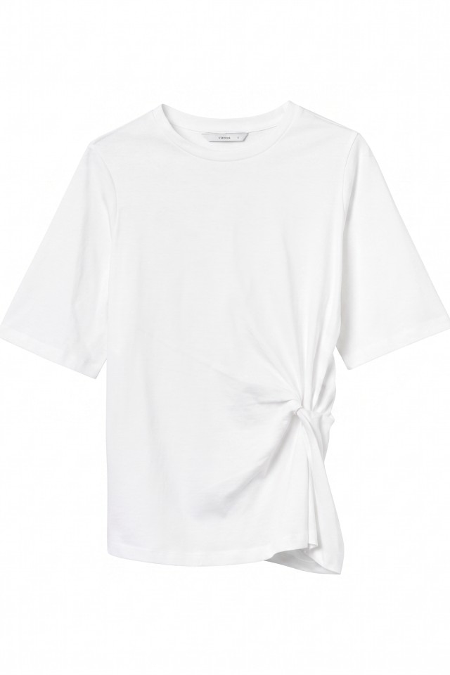 Slim White T-shirt Twist Detail Slim White T-shirt Twist Detail