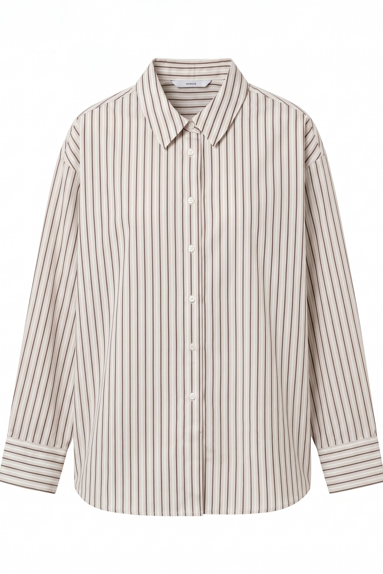 Beige Striped Relaxed Shirt