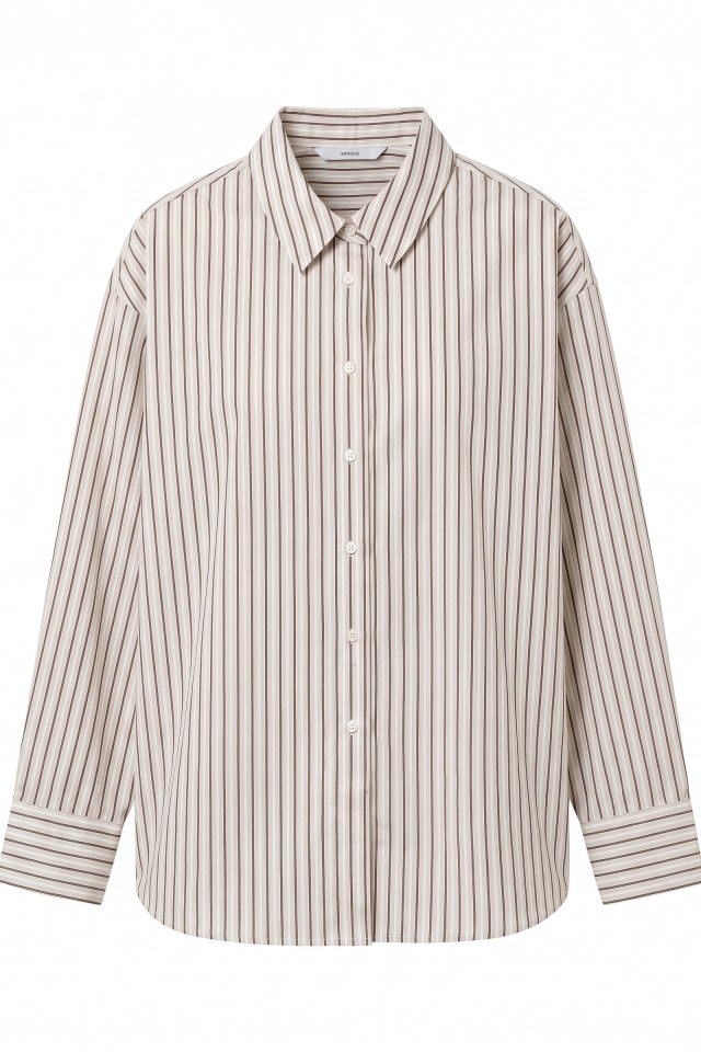 Camisa beige relaxed rayas Camisa beige relaxed rayas