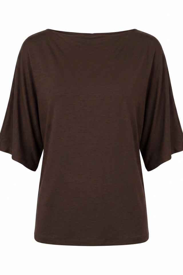 T-shirt larga de cor castanha T-shirt larga de cor castanha
