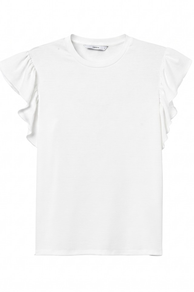T-shirt branca manga folho T-shirt branca manga folho