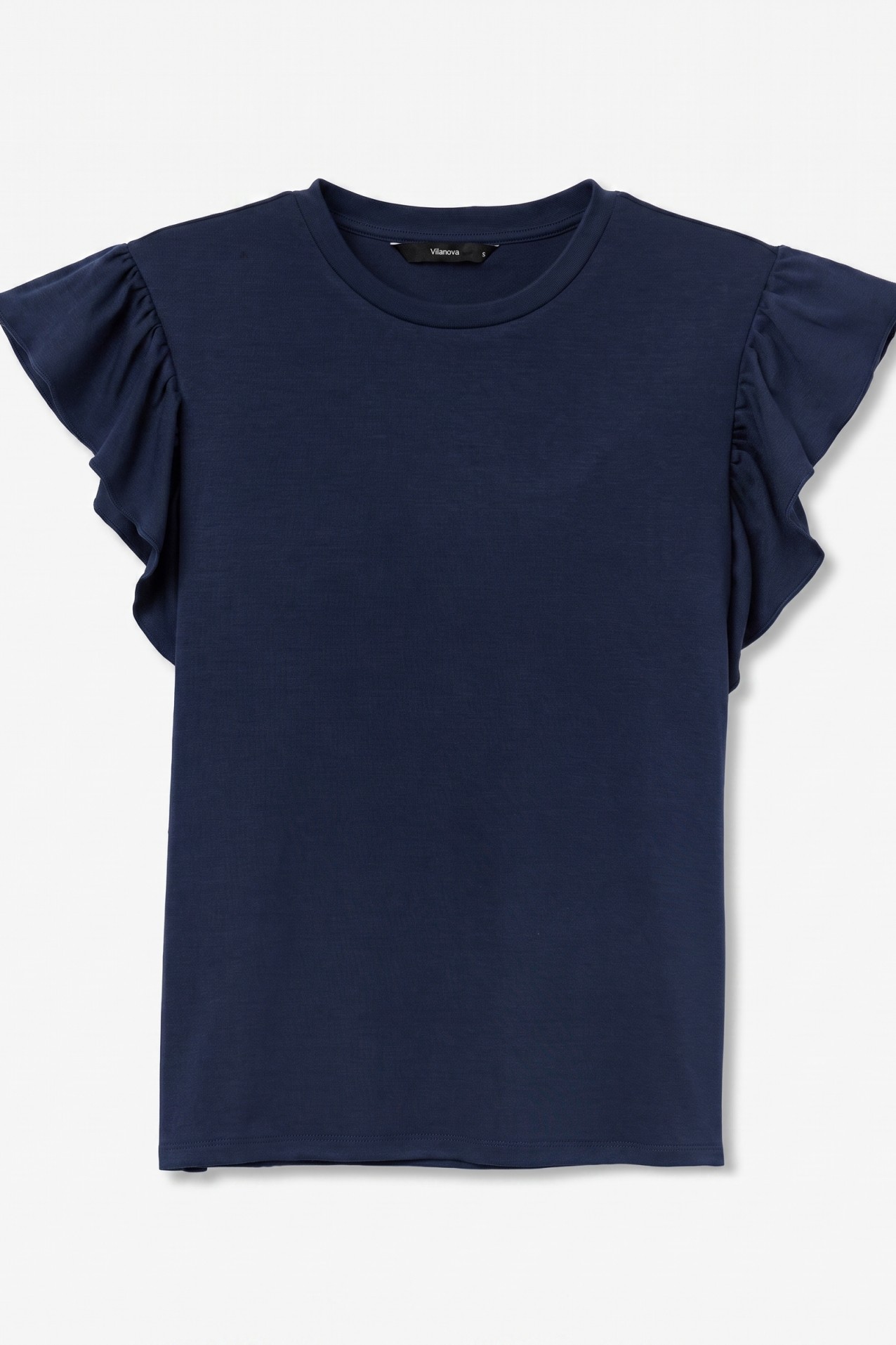 Navy Super Slim Ruffle Tee