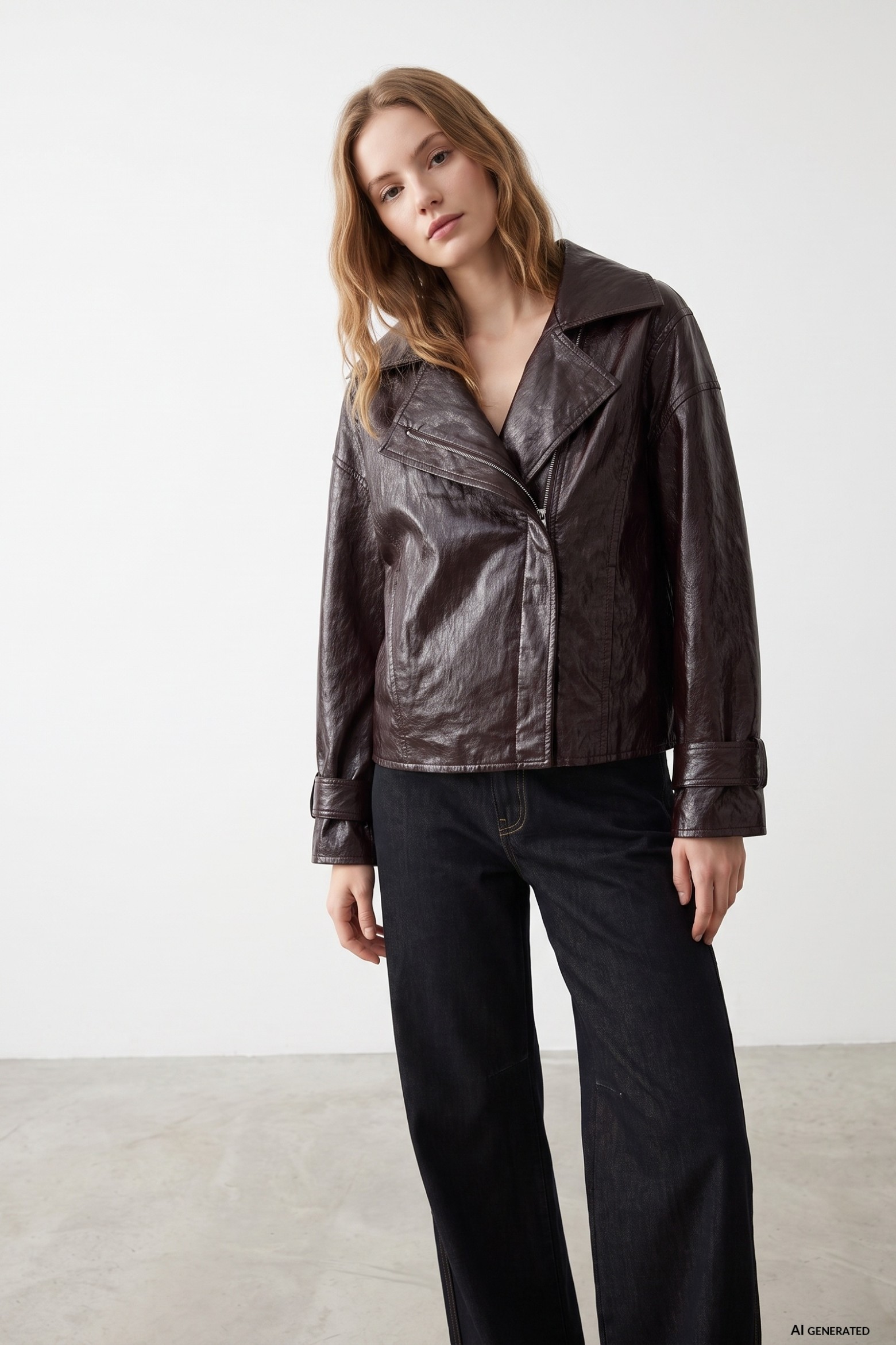 Oversized Dark Cherry Short Jacket