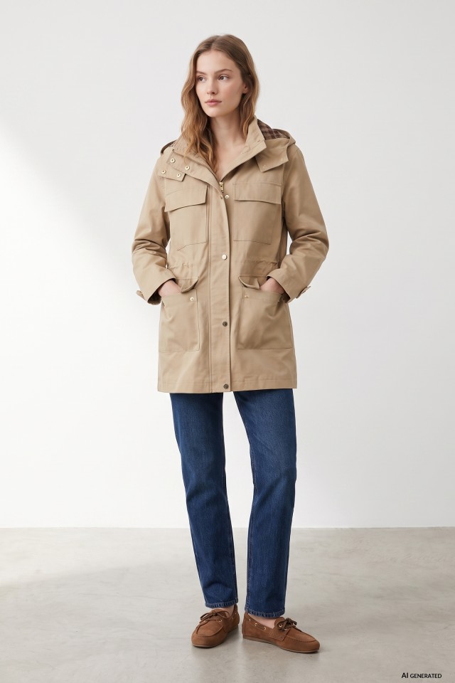 Beige Short Relaxed Jacket