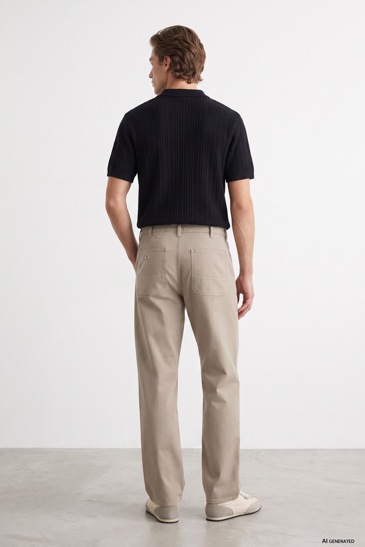 Beige Baggy Fit Trousers