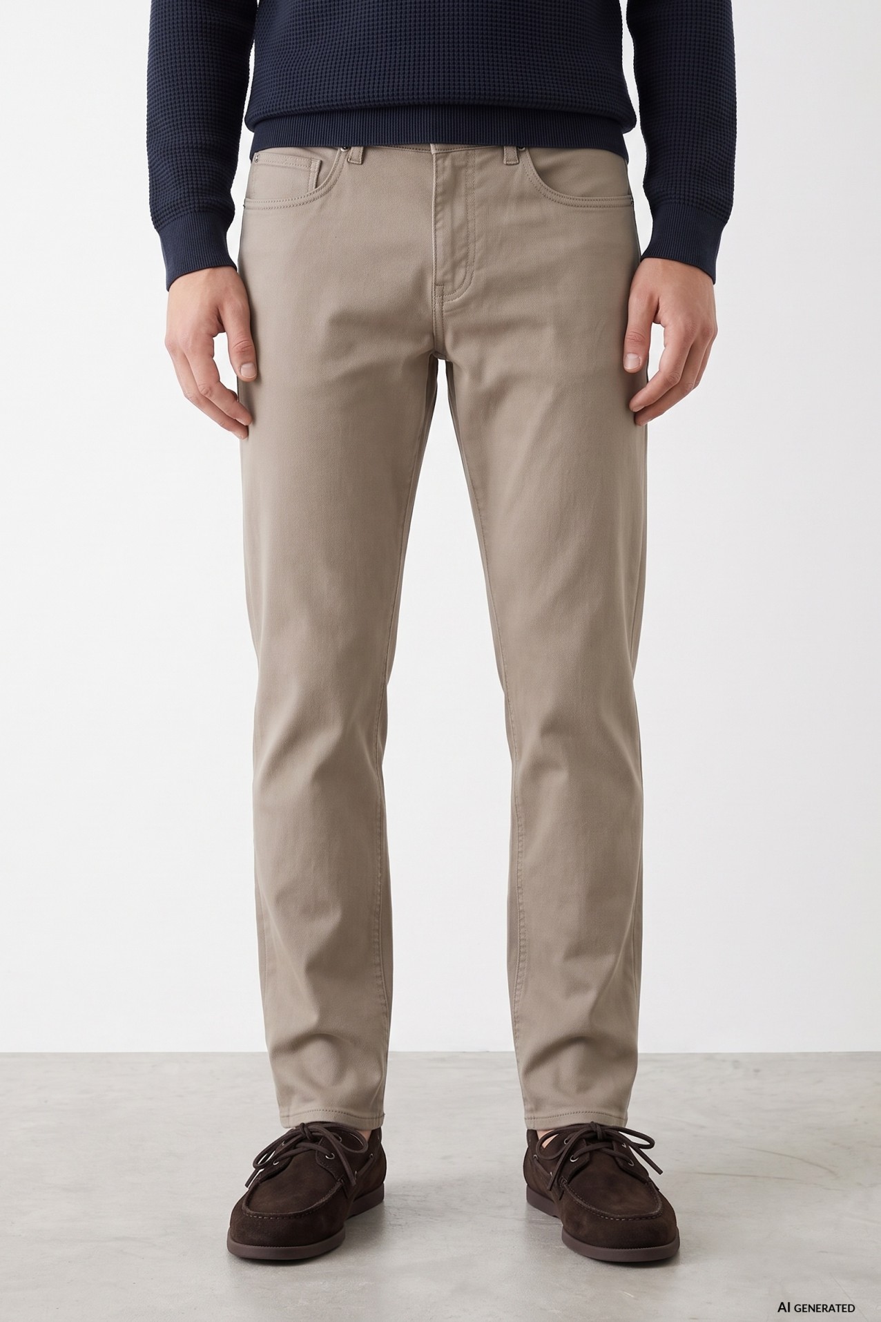 Loose Fit Beige Trousers