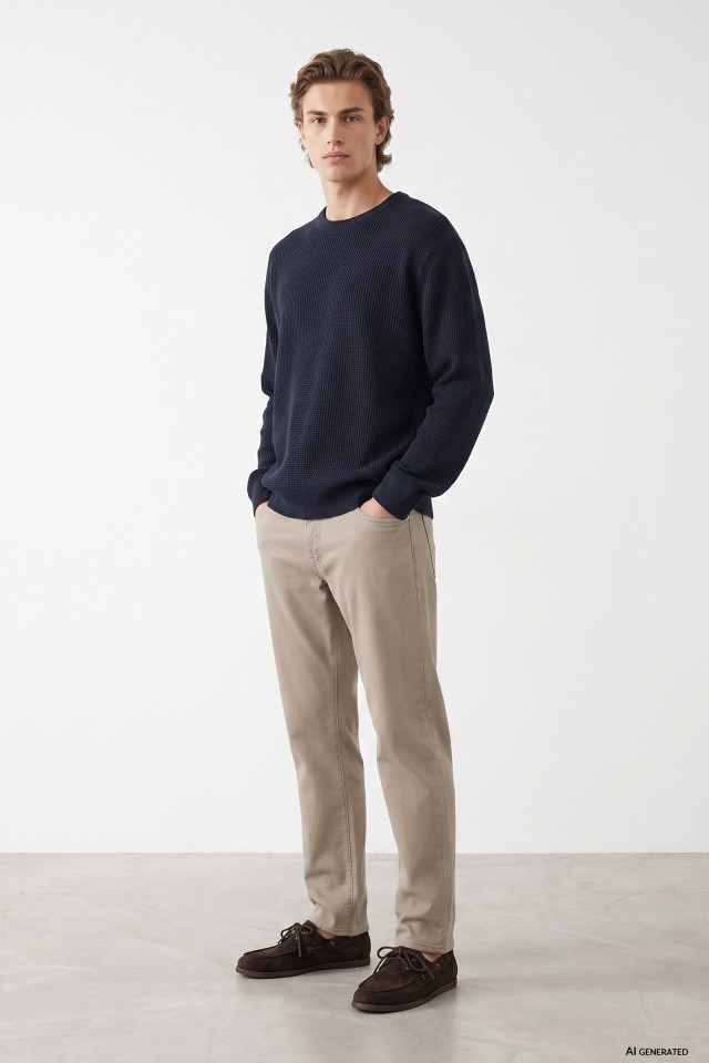 Loose Fit Beige Trousers