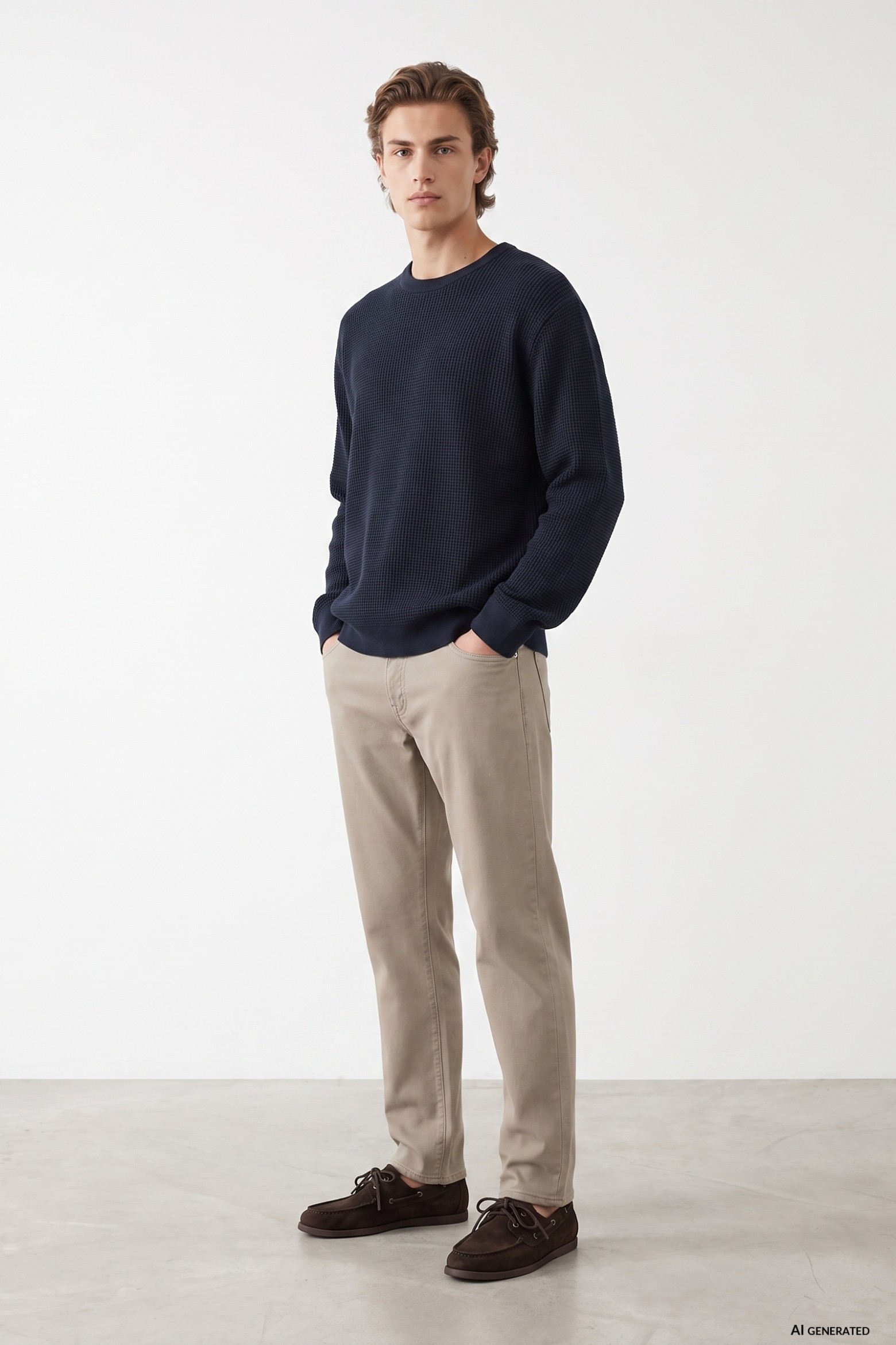 Loose Fit Beige Trousers