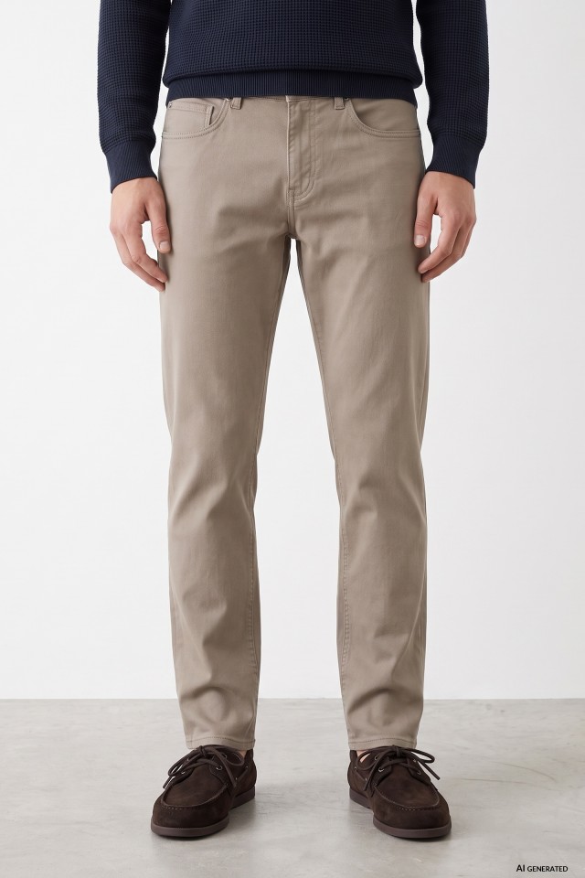 Pantalones beige corte loose Pantalones beige corte loose