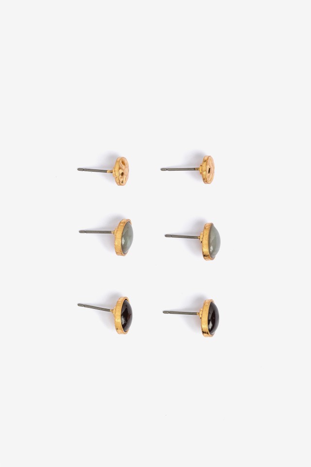 Gold Tone Stud Earrings Set