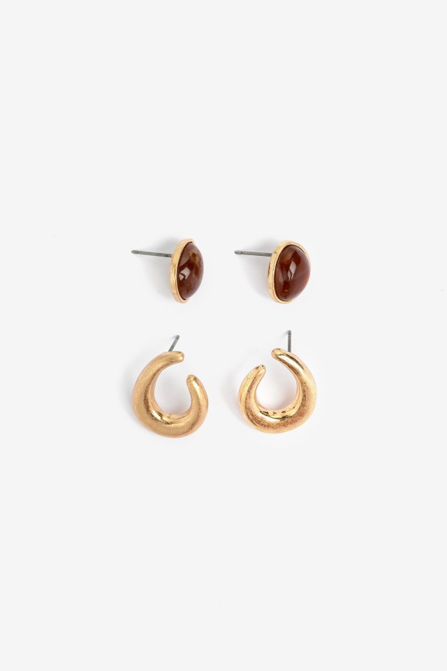 Set of Gold Stud Earrings Set of Gold Stud Earrings