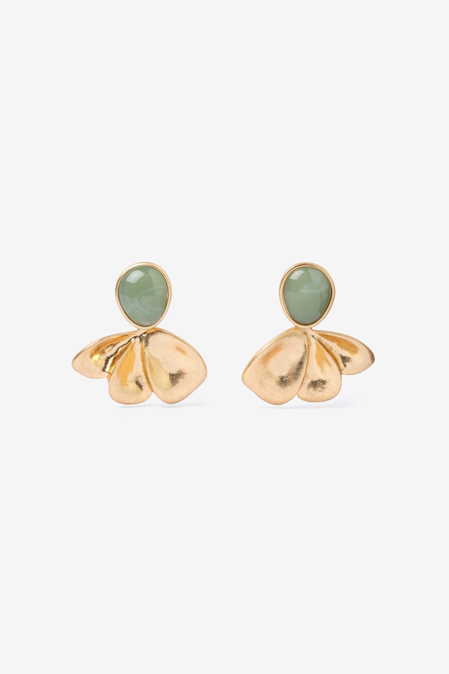 Chunky Gold Green Earrings