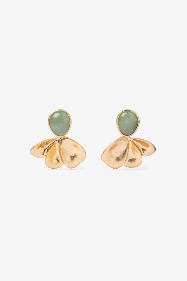 Chunky Gold Green Earrings