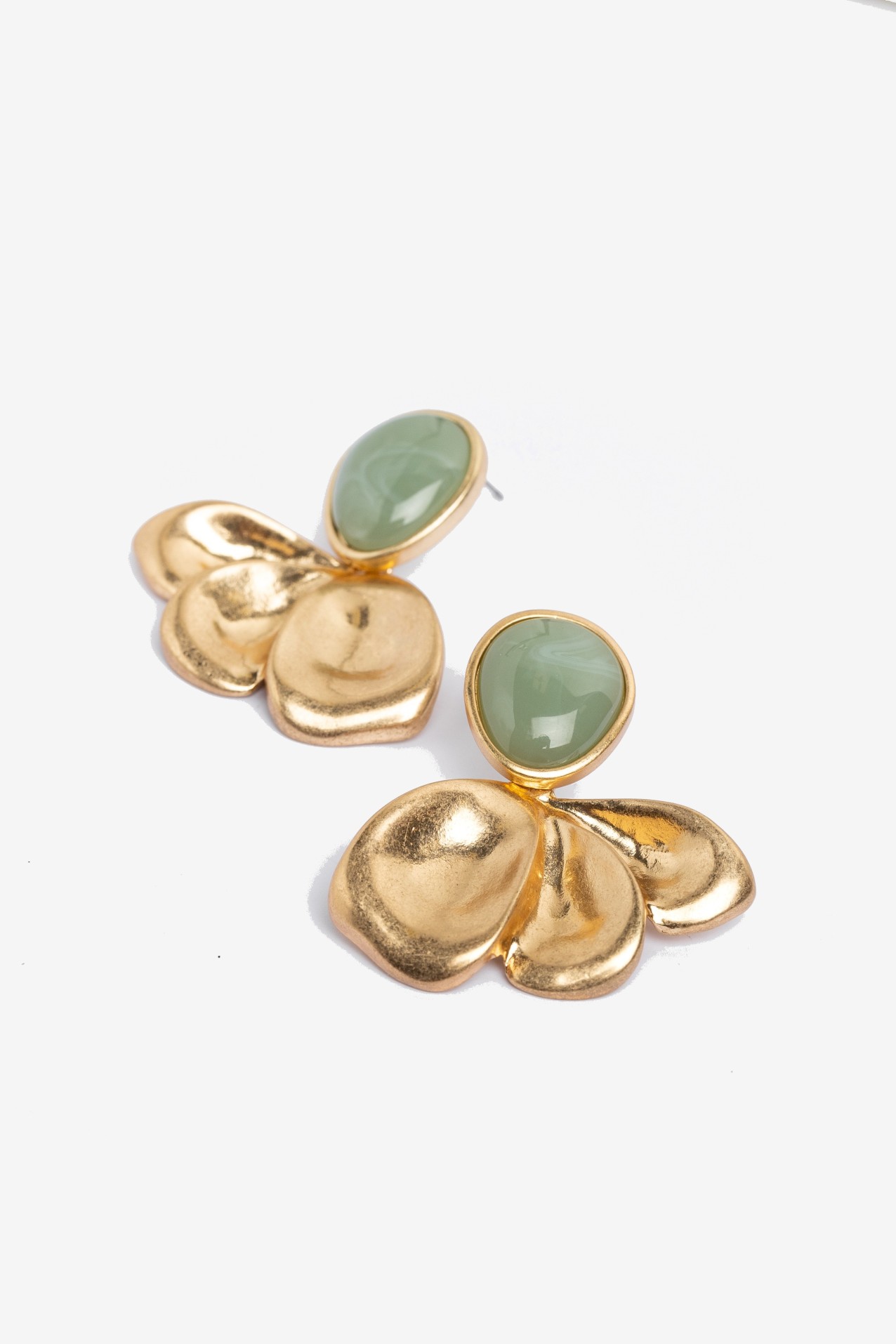 Chunky Gold Green Earrings