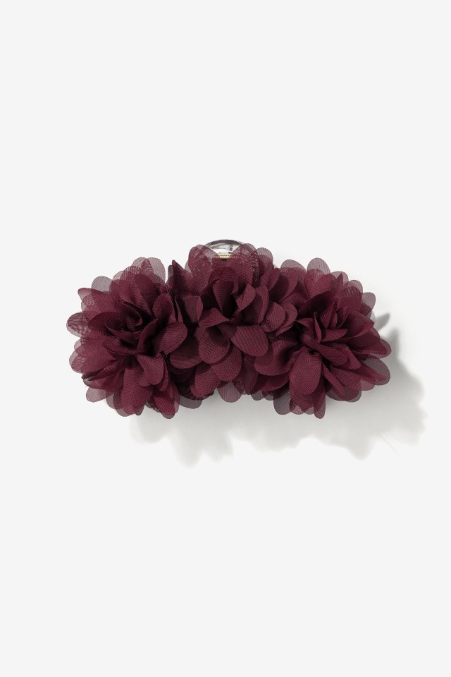 Large Burgundy Flower Hair Clip