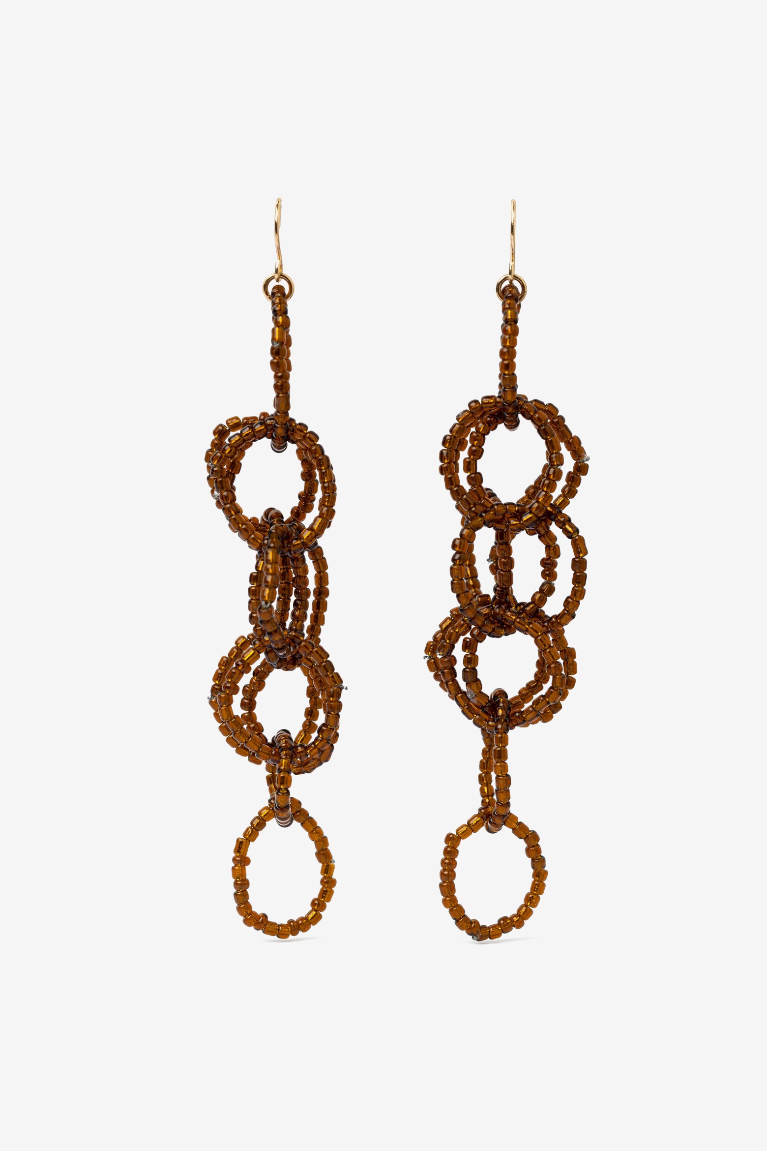 Brown Beaded Loop Earrings