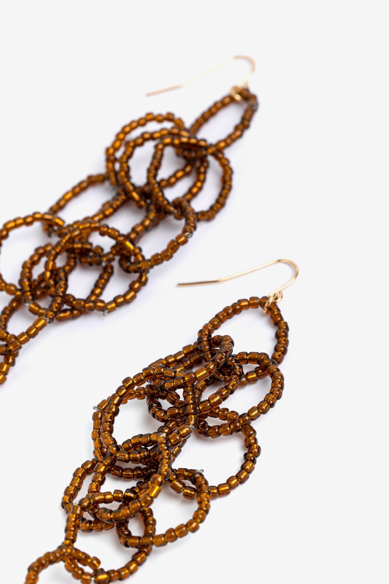 Brown Beaded Loop Earrings