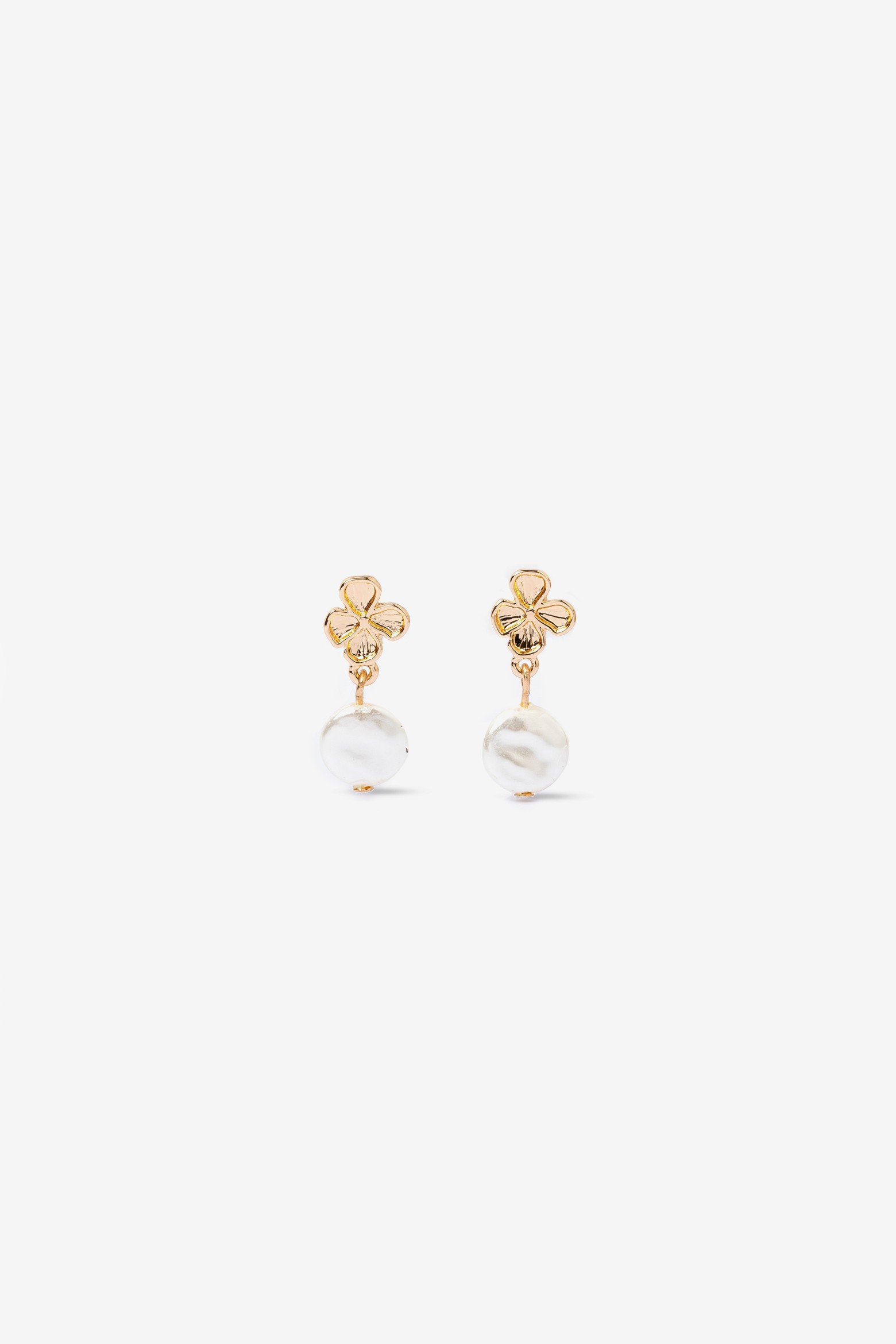 Gold Floral Pearl Earrings