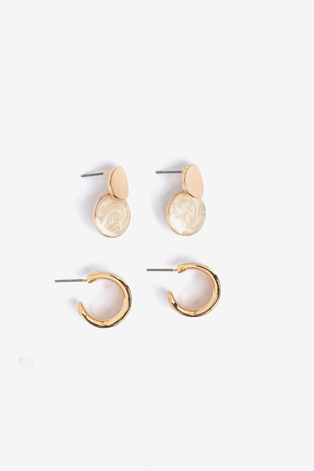 Gold Toned Earring Set