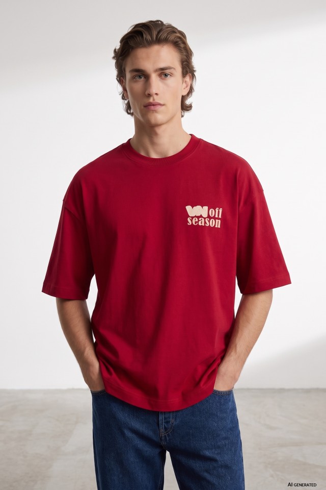 Boxy Dark Red Graphic Tee