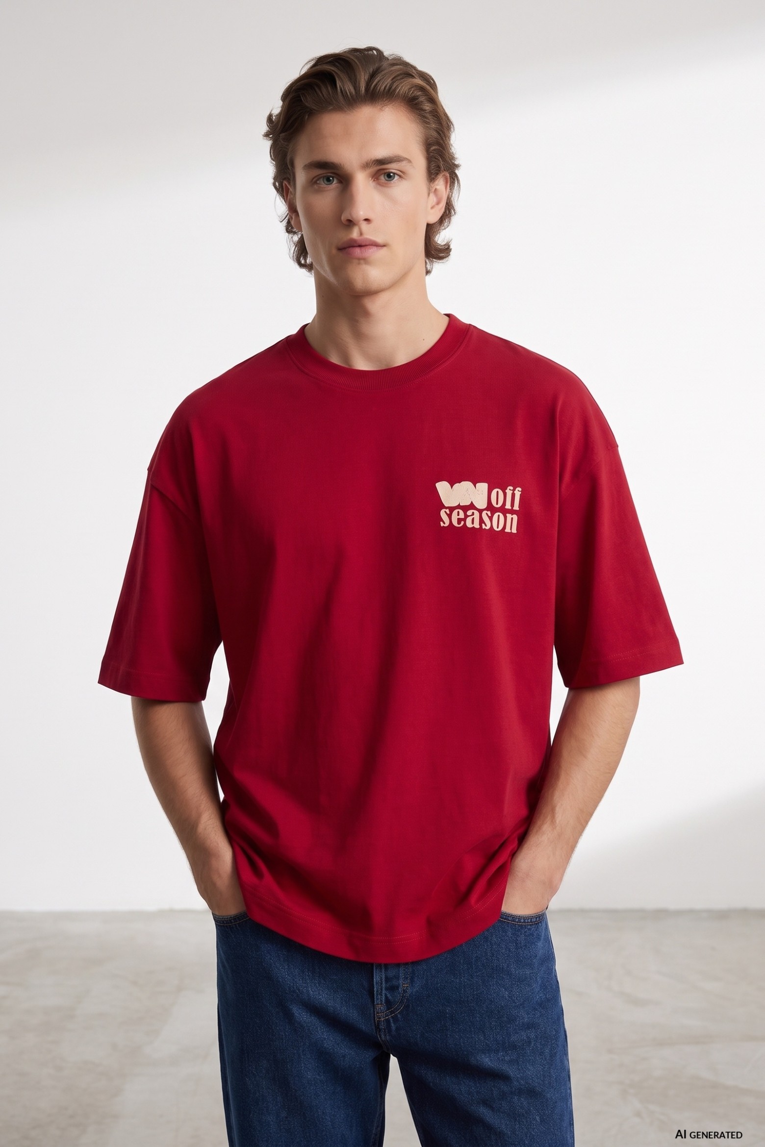 Boxy Dark Red Graphic Tee