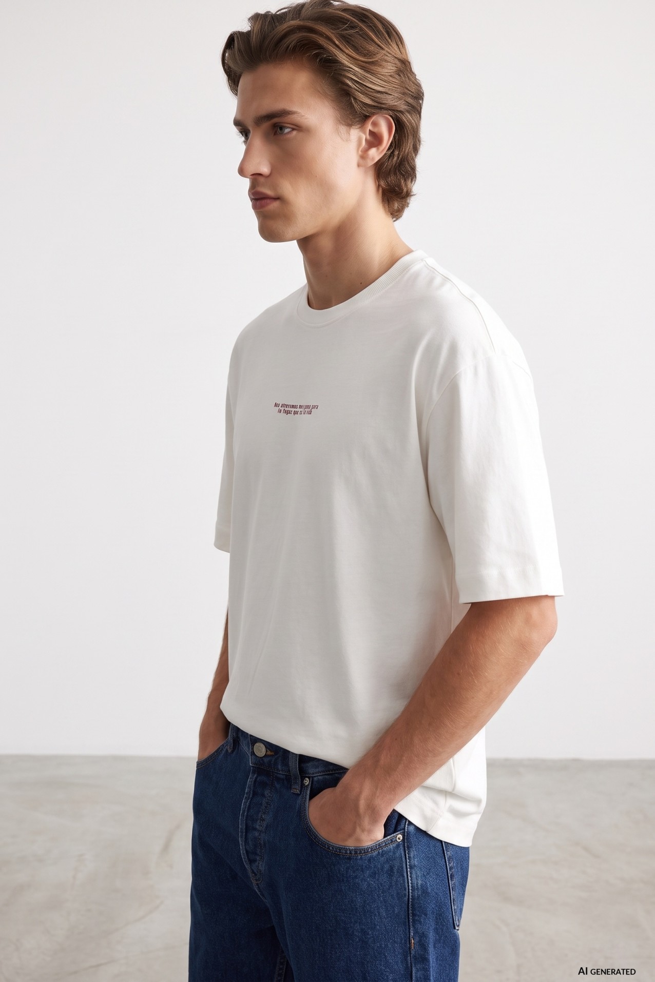 Beige Relaxed Graphic Tee