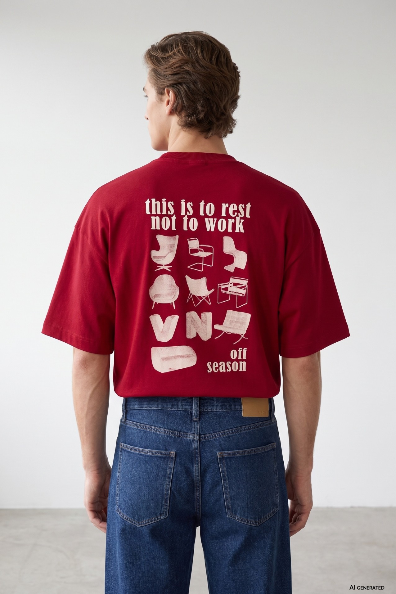 Boxy Dark Red Graphic Tee