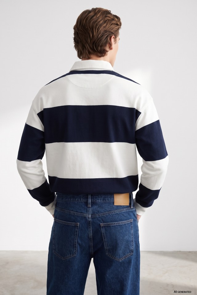 Navy Stripe Rugby Sweatshirt Navy Stripe Rugby Sweatshirt