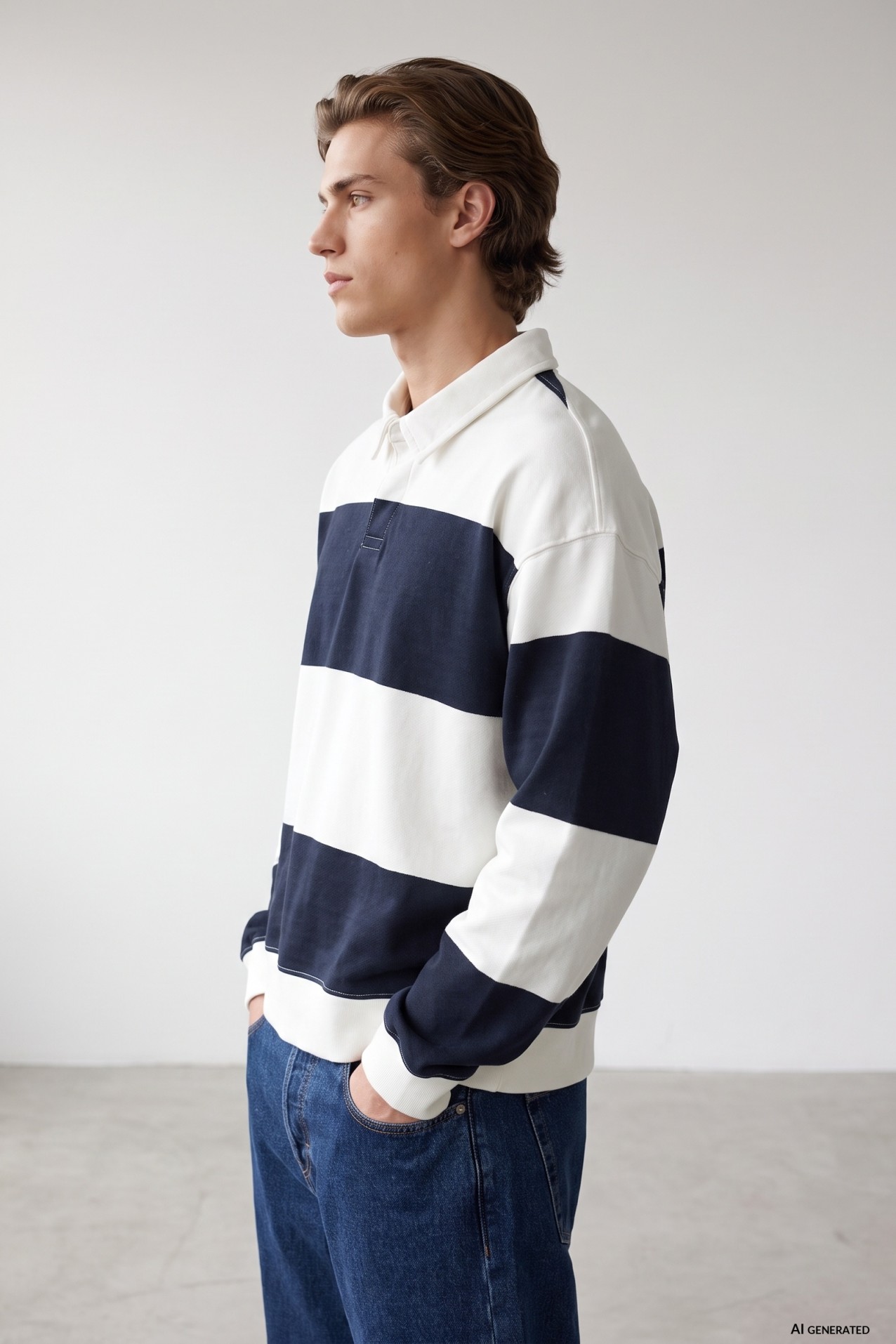 Navy Stripe Rugby Sweatshirt