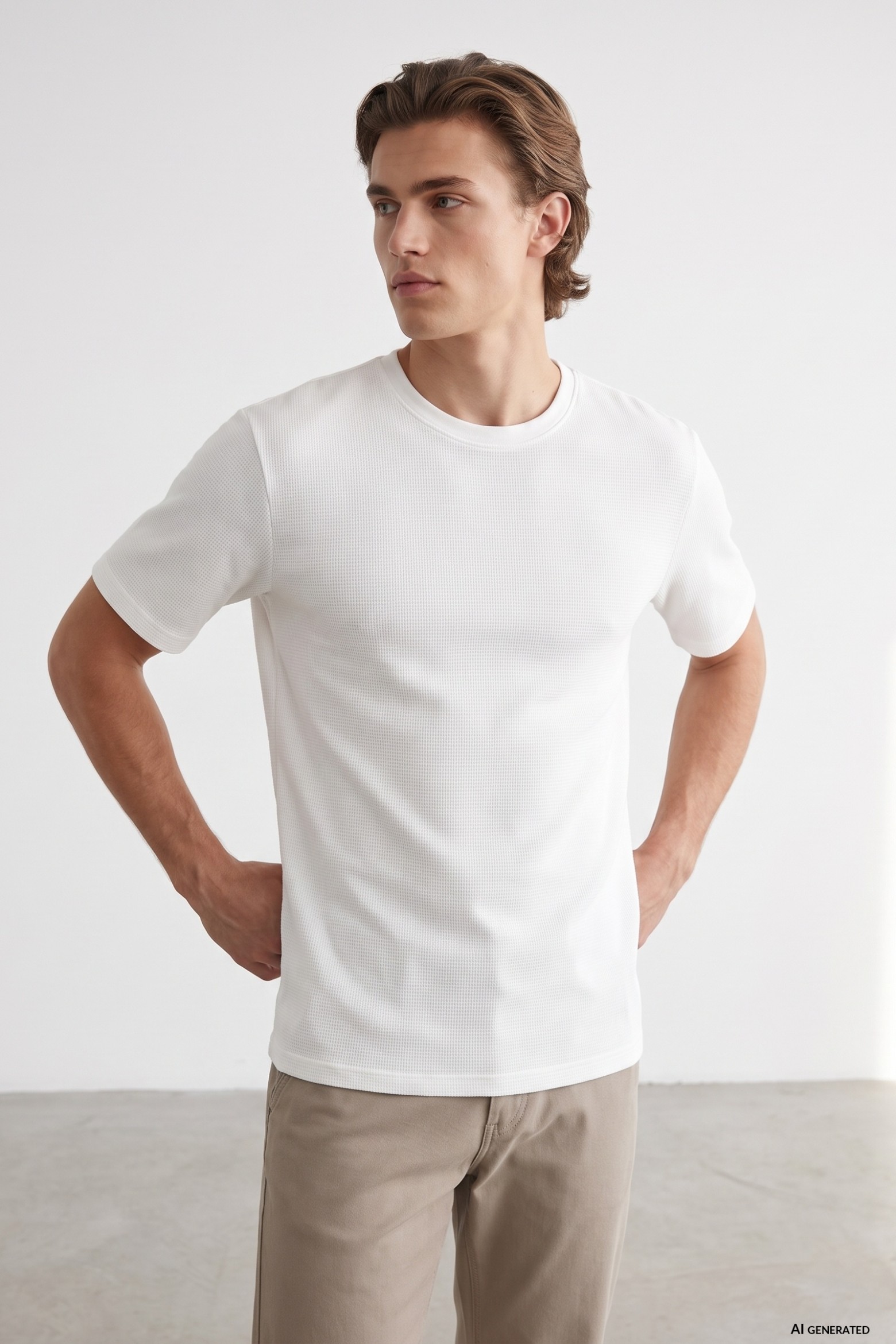 Beige Regular Short Sleeve Tee