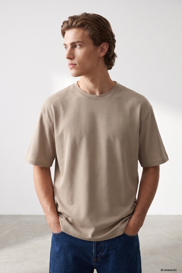 Beige Regular Fit T-shirt