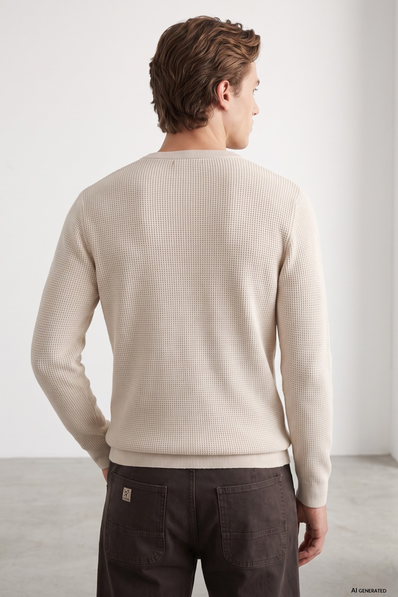 Beige Regular Knit Sweater