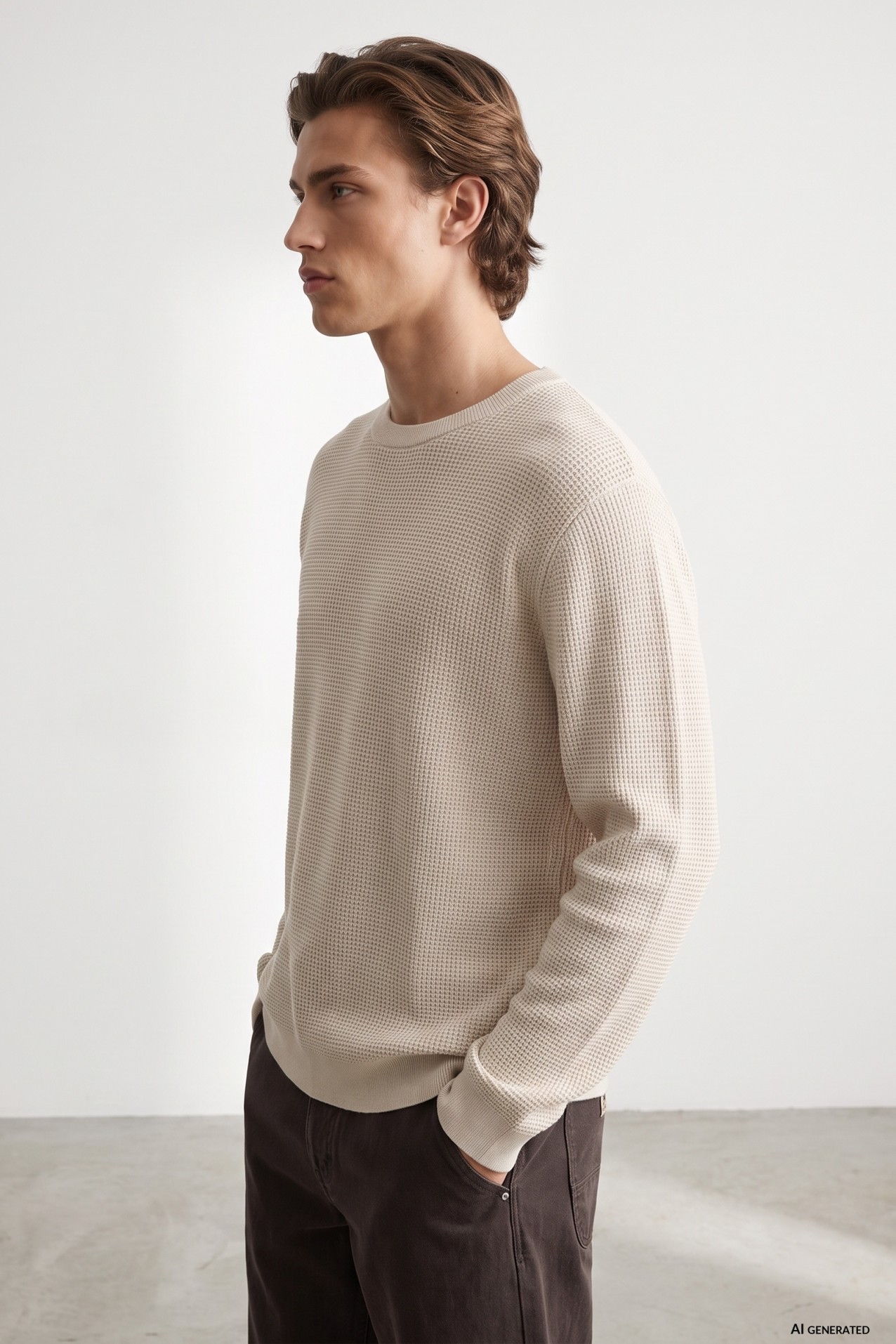 Beige Regular Knit Sweater