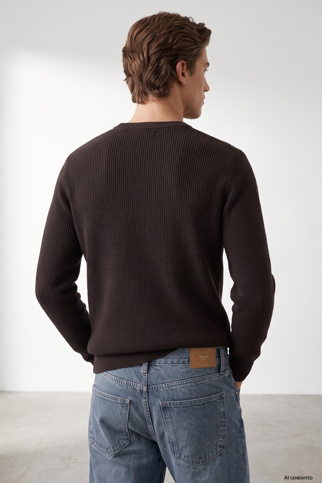 Brown Regular Fit Knit Sweater
